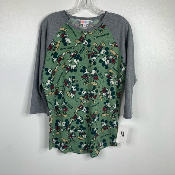 LuLaRoe Tops - NWT Disney x LuLaRoe Green Mickey and Minnie Mouse Randy Baseball TShirt‎ 3/4